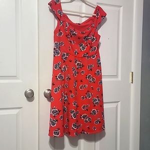 Torrid size 1 rose print off shoulder dress